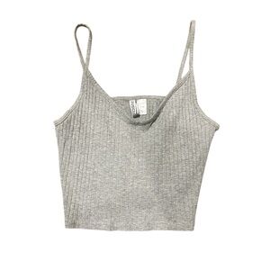 Gray Ribbed Tank Top
